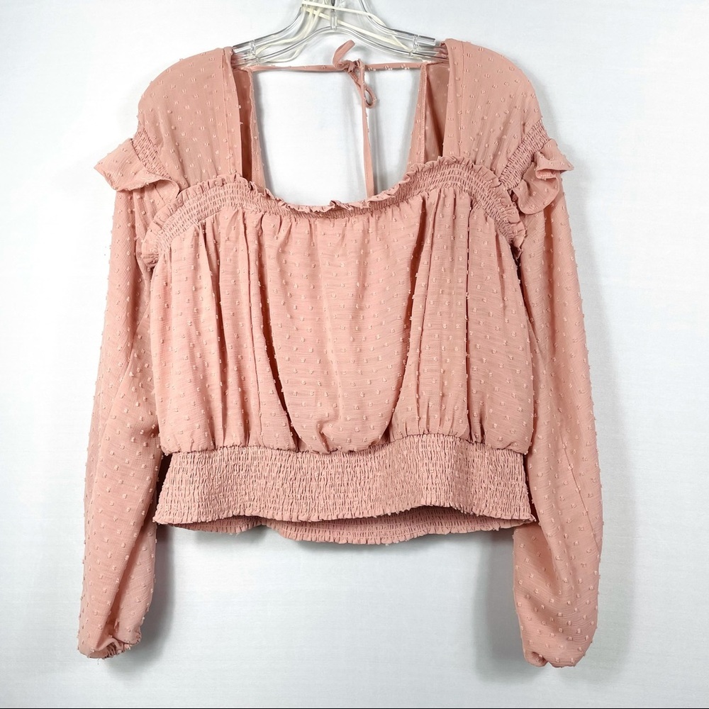 NWT Y and I Flock Dot Smock top